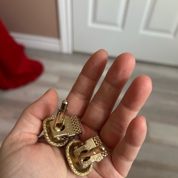 4/$100 Gold Mesh men vintage cufflinks  with Tiger's Eye 👨 - Picture 5 of 7